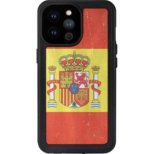 Spain Flag Distressed iPhone 14 Pro Max Waterproof Case